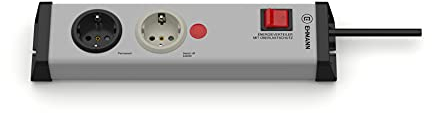 EHMANN 0218x00022303 Energieverteiler 2-fach, schaltet in Abhängigkeit des Stromverbrauchs (>3400W) eine Steckdose ab und bei Leistungsabfall zu, optische Anzeige und Schalter, 3m Zuleitung