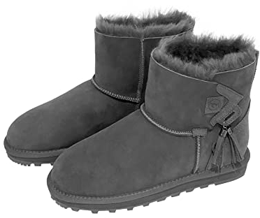 Rohn Moden Lammfell Boots Stockholm für Damen, Winterstiefel echtes Schaffell, warme Schneeschuhe mit EVA-Sohle in grau (grau, EU Schuhgrößensystem, Erwachsene, Damen, Numerisch, M, 40)