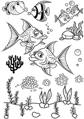 GIVBRO Fisch gemusterte klare Stempel Aufkleber Schablone Siegel Tiere Prägeschablone Werkzeuge Scrapbooking DIY Handwerk Form