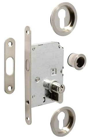 BYP Kit Cerradura Puerta Corrediza Níquel Satinado Cilindro 20-20 Niquelado