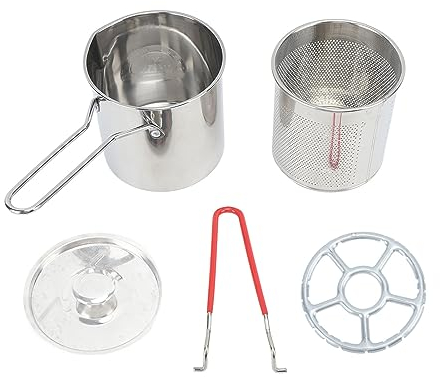 Freidora de Acero Inoxidable con Cesta Coladora para Tempura Japonesa, para Freír Pescado, Camarones, Pollo y Patatas Fritas (C)