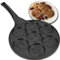 Retoo Sarten para Tortitas Antiadherente Panquecas Huevos Molde Crepes 7 Agujeros Diámetro 26,5 cm Fácil de Limpiar Infantil y Divertido Negro