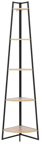 5 five simply smart 5five - Étagère d'angle Aliaj - Effet Bois et Métal - 5 Niveaux, H 180 cm - Meuble de Rangement pour Salon, Chambre, Bureau