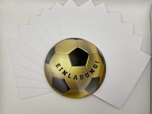 Friendly Fox Fußball Einladungen, 12 Einladungskarten Fußball Geburtstag, runde Geburtstagseinladungen mit Umschlag