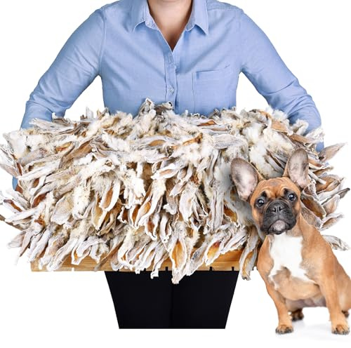 Kaninchenohren mit Fell für Hunde 5kg (ca. 400-420 Stück) | Natürliche Hasenohren Kauartikel mit Haaren | Luftgetrocknet, Hypoallergen, Getreidefrei | Kleine, mittlere & große Hunde