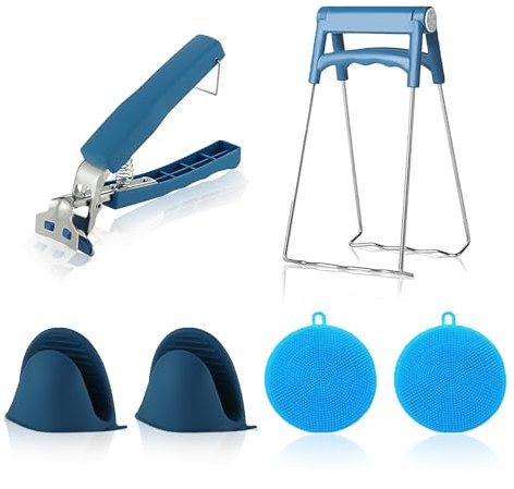 6Pcs Anti Scald Bowl Holder Clip Set Hot Bowl Clip with Silicone Oven Gloves and Silicone Dish Scrubber Hot Plates Gripper Tool for Kitchen Cooking Air Fryer Oven Microwave