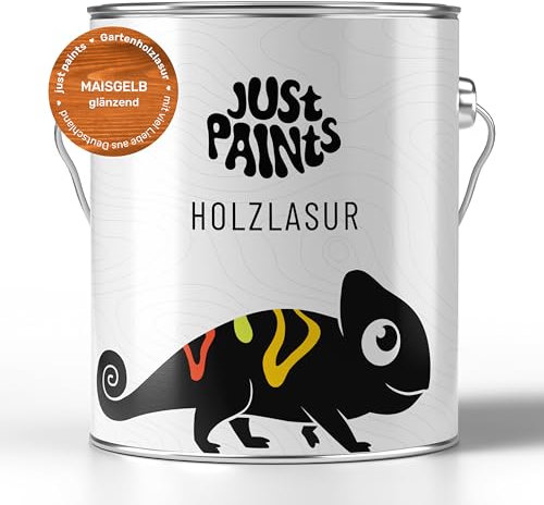 Just Paints - Holzlasur für Außen | Wetterbeständige Gartenholzlasur - made in Germany (Maisgelb, 1 Liter)