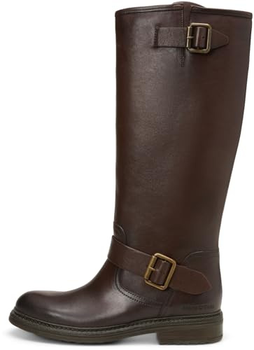 Marc OߴPolo Damen Stiefel aus Leder mit Schnallen, Braun (Dark Brown), 41