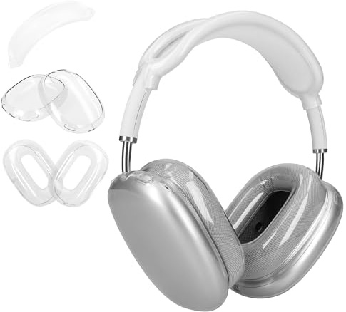 kwmobile 3in1 Kopfhörer Cover kompatibel mit Apple AirPods Max/AirPods Max 2 Hülle - TPU Ohrhörer Schutzhülle - 360° Headphone Case - Transparent