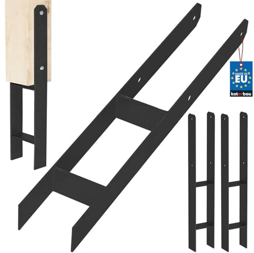 KOTARBAU® H Pfostenträger zum Einbetonieren 90x600 mm, H Anker, 2er Set | Bodenanker, Pfostenanker für Zaunpfosten & Holzbalken, Balkenschuh aus pulverbeschichtetem Stahl, Schwarz