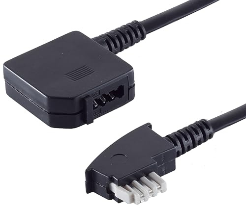1aTTack.de 1x 15m - Telefon-Verlängerung 4-adrig TAE-N Stecker - TAE-N Kupplung Telefonkabel Schwarz