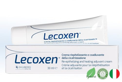 Lecoxen cream re-epithelizing and healing adjuvant. For scars and any kind of wound, prevents the formation of keloid. With vegetal extracts. 30 ml