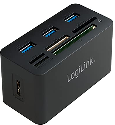 LogiLink CR0042 USB 3.0 Hub mit All-in-One Card Reader (Micro SD / SD / MS / M2 / CF) Schwarz