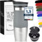 Milu Taza aislante de café y té para llevar 370ml 450ml - 100% a prueba de fugas - Taza de acero inoxidable para beber - vaso de aislamiento al vacío - Caliente y frío (Gris, 370ml)