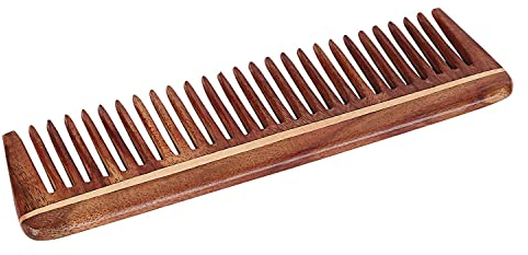 SVATV, handgefertigter Rosenholzkamm zum Entwirren von Haaren für dickes, lockiges und gewelltes Haar, nicht-statisch, umweltfreundlich, breite Zahnung für die Haarpflege – (S-42)