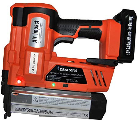 Clavadora/Grapadora Eléctrica a Baterías FASTGUN DBAF 50/40 + Maletín + Cargador + 1 Batería de Litio a 18V + 1.500 PUNTAS con cabeza + 500 GRAPAS