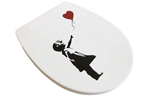 ADOB Design WC Sitz roter Ballon Banksy Klobrille Klodeckel Toilettendeckel, Absenkautomatik/Softclose, zur Reinigung abnehmbar, 63512