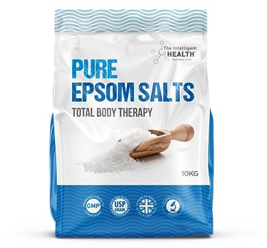 Pure Epsom Salts 10kg, Total Body Therapy, 100% Pure Premium Quality Magnesium Sulphate Traditional Bath Soak, Fine 1.4mm Easily Dissolvable Grain Size, Vegan Friendly by The Intelligent Health