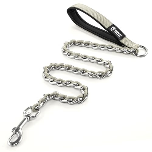 TSPRO Metall‑Hundeleine aus Edelstahl mit Weichem Griff, Länge 100 cm | Langlebige Hundeleine, Verstellbar für Mittelgroße und Große Hunde, für Spaziergänge, Laufen & Training, 8 Farben