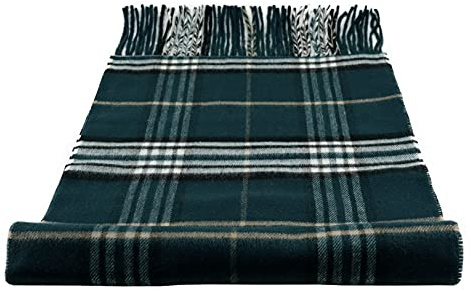 TigerTie Designer Schal in tannengrün dunkelgrün grau weiss schwarz kariert - Stoff Cashmink - made in Germany