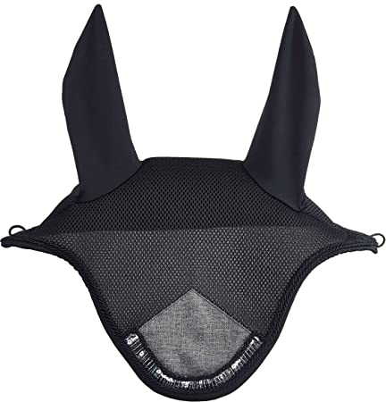 Horsenjoy Fliegenhaube Shine Schutzhaube Fliegenschutz (Full, schwarz)