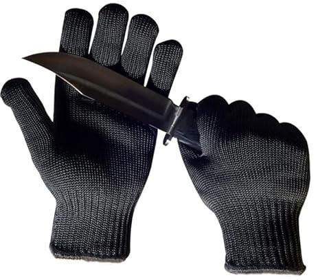 HUFFA Guante anticortes de Nivel 5 Negro, Guantes de Trabajo de Metal Resistentes a puñaladas a Prueba de Cortes, Guantes de Seguridad for jardín, Cocina y hogar (Color : Black, Size : L)
