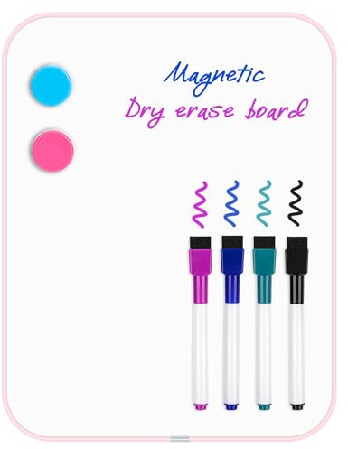 VUSIGN Magnettafel A4 mit Zubehör – Whiteboard klein mit schmalem Rahmen, 4 Stiften & Magneten – Abwischbare Tafel für Zuhause, Schule & Büro, Rosa