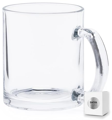 ShyaWorld Tazas de cristal transparente de 350ml de vidrio presentada en caja individual. Aptas para microondas y lavavajillas. (1)