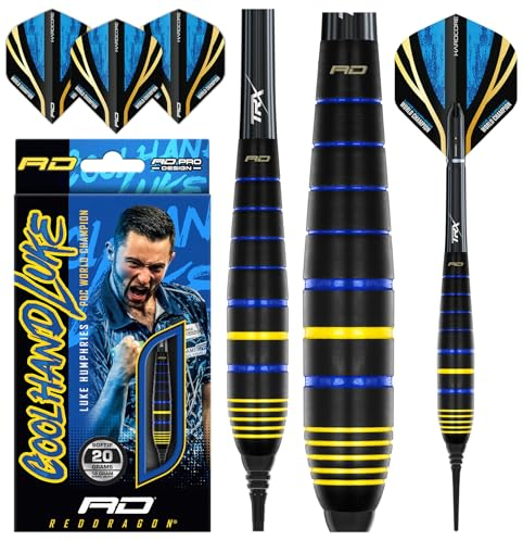 RED DRAGON Luke Humphries Weltmeister 20G Messing Softdart-Set mit Flights und Schäften (Stems)