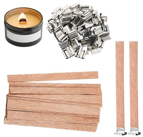 Kerzendochte mit 25 PCS Eisenständer, Kerzen Machen Holzdocht, Docht für Kerzen Holz Kerze, Docht Kerzen Dochte, Kerzendochte für Dicke Kerzen, für Kerzenherstellung DIY Handwerk 13 x 130mm