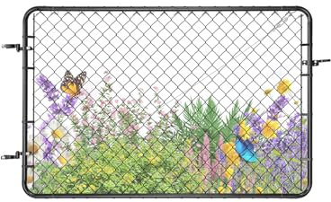 VEVOR Cancello per Recinzione a Maglie di Catena, 183 x 122 cm, Cancello da Giardino in Acciaio Zincato Antiruggine, Pannello Regolabile per Cortile Vialetto Agricolo con Accessori Nero