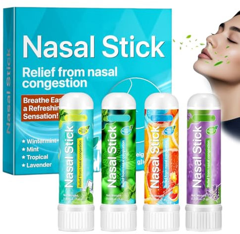 4 Pack Nasal Stick, Inhalierstift für Die Nase, Riechstifte für ätherische öle Schnelle Hilfe Von Einer Verstopften Nase, Verbessert die Atmung und Steigert Den Fokus, für Arbeit, Studium oder Reisen