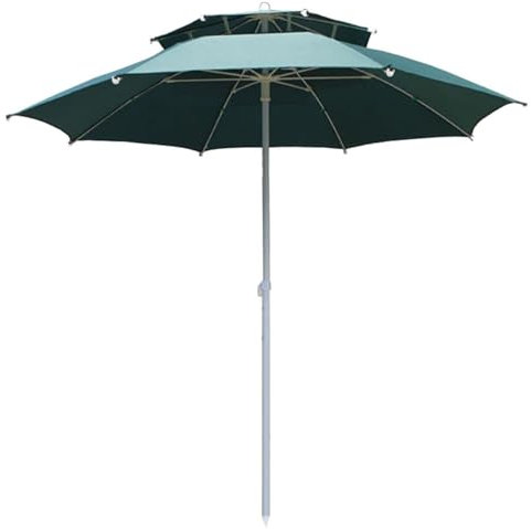 NOIRDA Parasol De Jardin À Double Toit, Parasol De Plage, Parasol De Terrasse À 8 Baleines, Parasol De Table De Marché, Parasol De Balcon avec Protection UV(Green,3.0m)