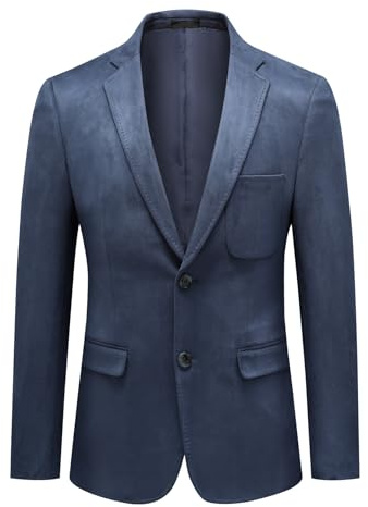 YFFUSHI Men's Suede Blazer Regular Fit Casual Suit Jackets Formal Business Wedding Dress Jacket, Royal Blue, 3XL