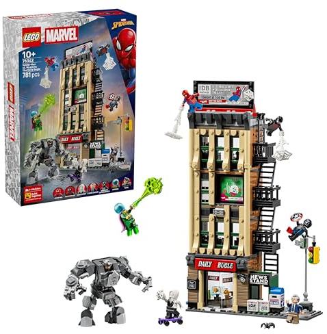 LEGO | Marvel Spider-Man vs. Mysterio: The Daily Bugle Building - Superhero Toy w/a Mech Action Figure & 7 Minifigures - Birthday Gift for 10+ Year Old Boys & Movie Fans - 76342