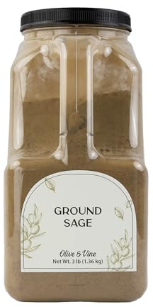 Olive & Vine Ground Sage, Earthy & Aromatic, Seasoning for Stuffing, Roasts, Soups, with Rich Tradition, Authentic Taste, For Global Recipes (3 Pound)