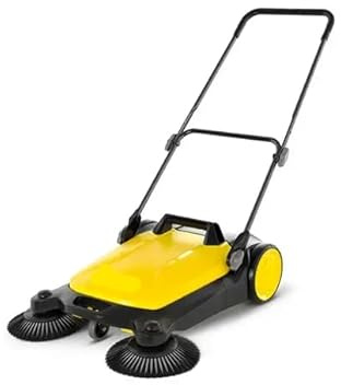 Outdoor Sweeper S4 Twin Push Sweeper, 680 mm Sweeping Width, 20L Waste Hopper, Twin Side Brushes, Driveway Patio Garage Garden Cleaner, Adjustable Handle, Space Saving Manual Floor Sweeper