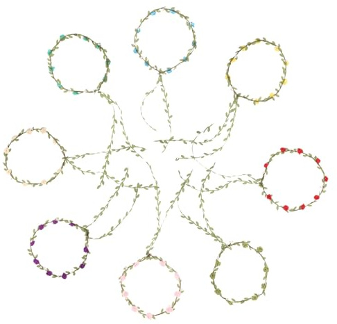 OUNONA 8 St Blomkrona-pannband med Konstgjorda Blommor Flexibla Bröllopstillbehör för Strandfest Brud och Blomsterflicka Detaljerad och Design i Flera Färger