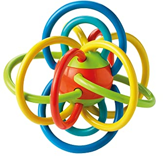 Nuby Lots A Loops Teething Ring – Soothing Teether | Built-in Rattle Toy | Refrigerator Safe | Suitable from 3 Months Plus