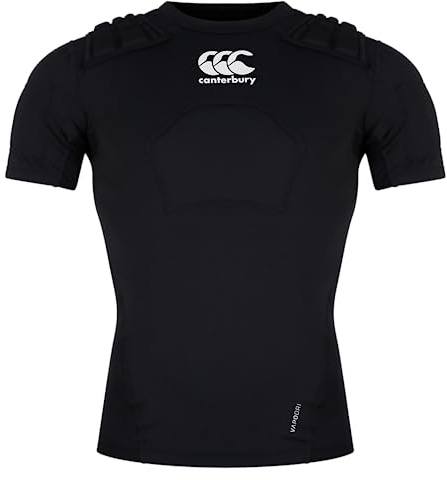 Canterbury Adult Unisex Pro Protection Rugby Vest | Protect Chest & Shoulders | Breathable | Lightweight and Flexible Protective Vest, Black/Whte/Silver, M