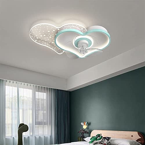 BVSPA Modern Indoor Flush Mount Ceiling Fan with Lights,Dimmable Heart Shape Ceiling Fans with Remote Control,3-Color Smart Bladeless Ceiling Fan Lights for Bedroom Living Room Kitchen