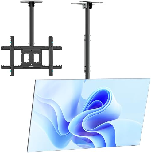 ONKRON TV Deckenhalterung 32-80 Zoll, bis 68 kg, max VESA 600x400, N1L-B | Fernseher Halterung 71-158 cm höhenverstellbar, schwenkbar, neigbar, Wand-/Deckenmontage, Kabelkanal; für Heimkino & Büro