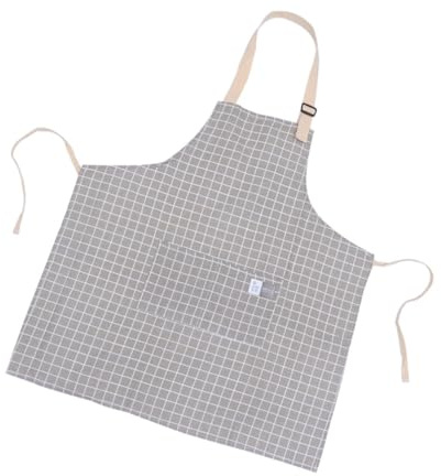 Amosfun Baumwoll-leinen Kochschürze Mit Taschen Verstellbarer Halter Küchenschürze Für Erwachsene Hausarbeit Backen Kochen
