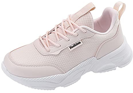 Damen-Sneaker, modisch, Sommer, neues Muster, Mesh, atmungsaktiv, bequem, rutschfest, Schnürschuhe, Jungen, Wassersocken, rose, 5 UK 3X-Narrow