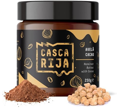 CASCA RIJA: Crema de Avellanas con Cacao 250g | 84,8% Avellanas Tostadas | Sin Azucar Añadido | Cremosa Sin Trozos de Avellanas, Vegetariano