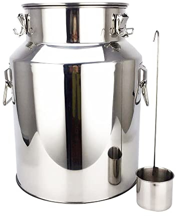 Brocca per latte in acciaio inox, con coperchio ermetico per conservare grandi quantità di vino, latte, olio da cucina, ecc. (18 l)