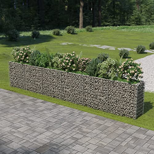 Iiaky Gabionen-Hochbeet Verzinkter Stahl 540×50×100 cm Gabionen Hochbeet Gabionen Zaun ZubehöR Gabionen Gabionengitter