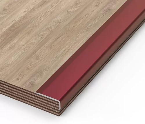 Bodenkantenschutz aus Holz, 90 cm Länge, Sockelleiste, Fliesen-Einfassung, wasserdicht, Treppen-Nasenkantenverkleidung, Rot, 2 x 0,7 cm