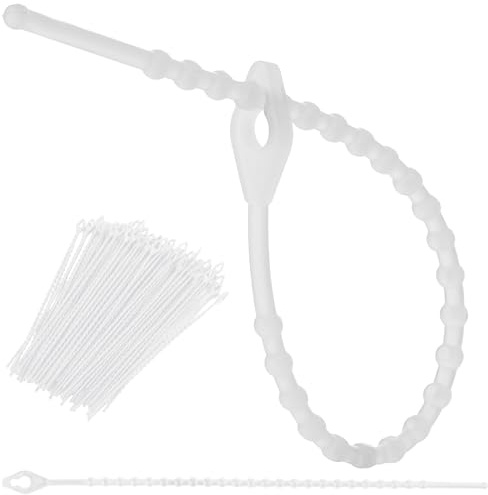 Boltza® Reusable Cable Ties 150mm x 100 Pack – Adjustable Beaded Zip Ties for Cable Management, Garden Plants, Indoor & Outdoor Use, Weatherproof Releasable Wire Ties White