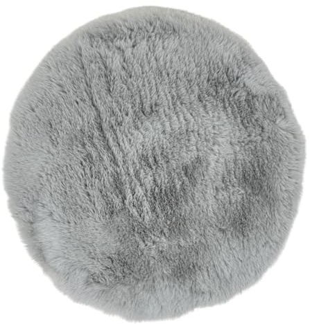Kunstfell rund 37 cm für Dekorationen Stuhlauflage Kaninchenfell Imitat aus flauschigem Kunstfell (Hellgrau)